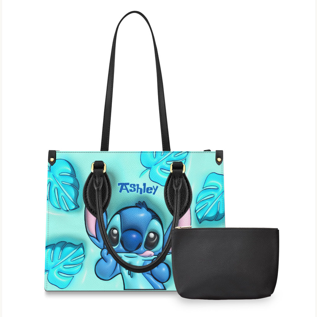 Personalized Ohana Leather Handbag with Custom Name Gift for Her