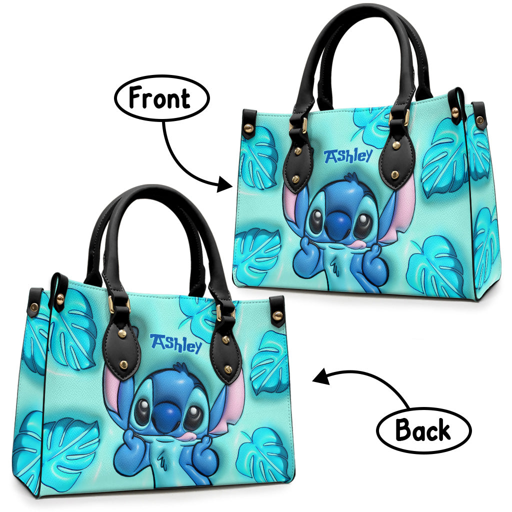 Personalized Ohana Leather Handbag with Custom Name Gift for Her