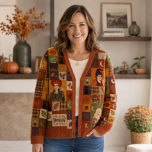 Load image into Gallery viewer, Personalized Witch Sisters Patchwork Cardigan for Halloween
