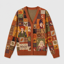 Load image into Gallery viewer, Personalized Witch Sisters Patchwork Cardigan for Halloween
