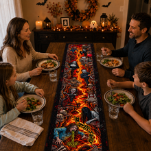 Load image into Gallery viewer, Personalized Halloween Quilt Table Runner Creepy Decor for Spooky Parties
