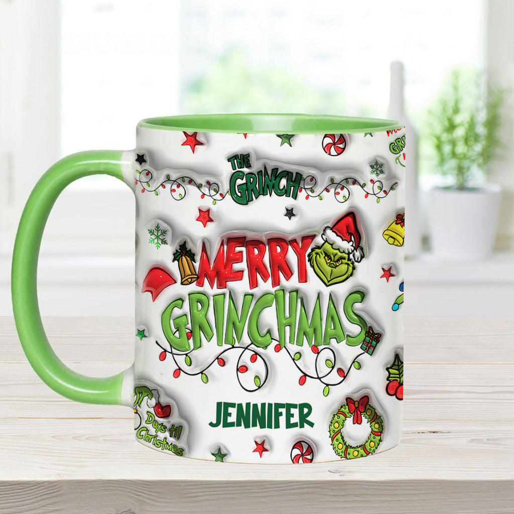 Personalized Grinch Christmas Accent Mug Custom Name Gift