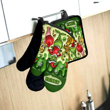 Load image into Gallery viewer, Personalized Grinch Christmas Oven Mitts &amp; Pot Holder Set Gift for Family
