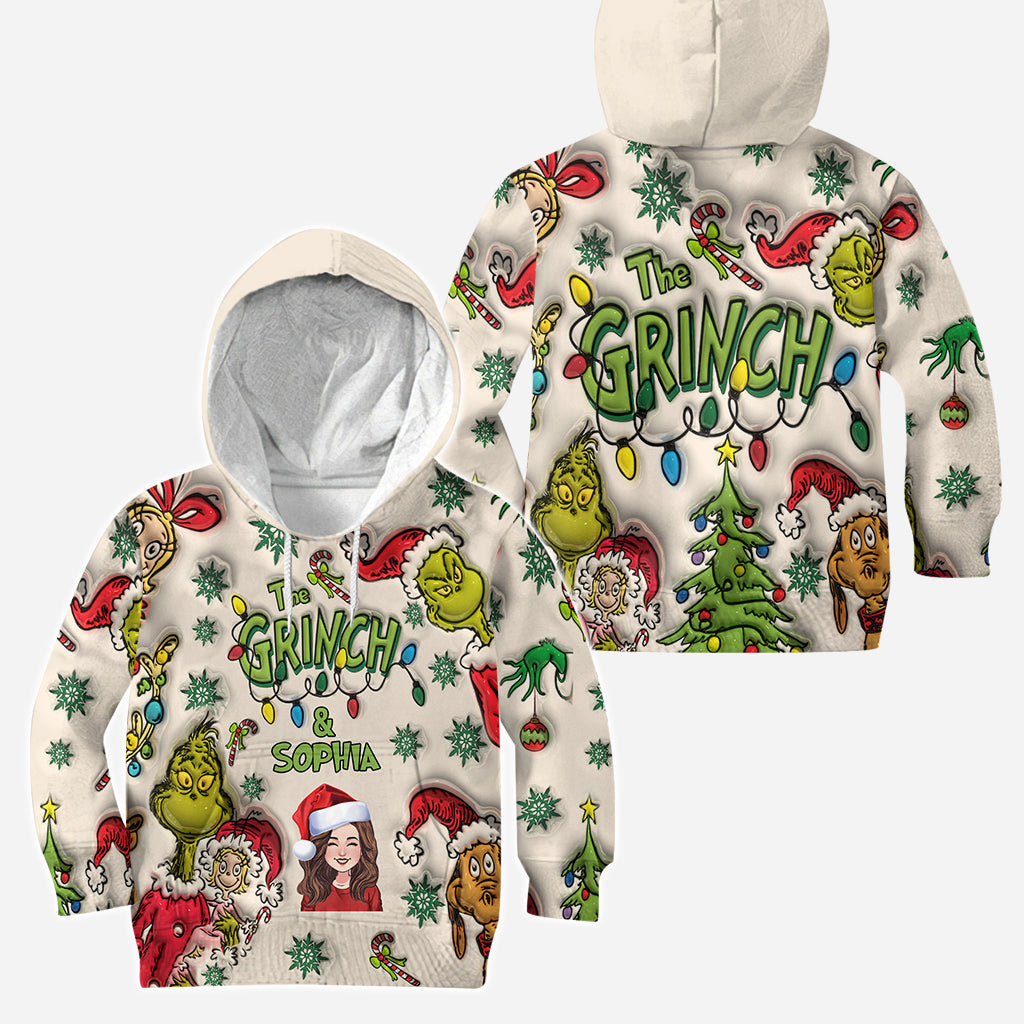 Personalized Grinch Hoodie & Leggings Set Custom Name Gift for Christmas