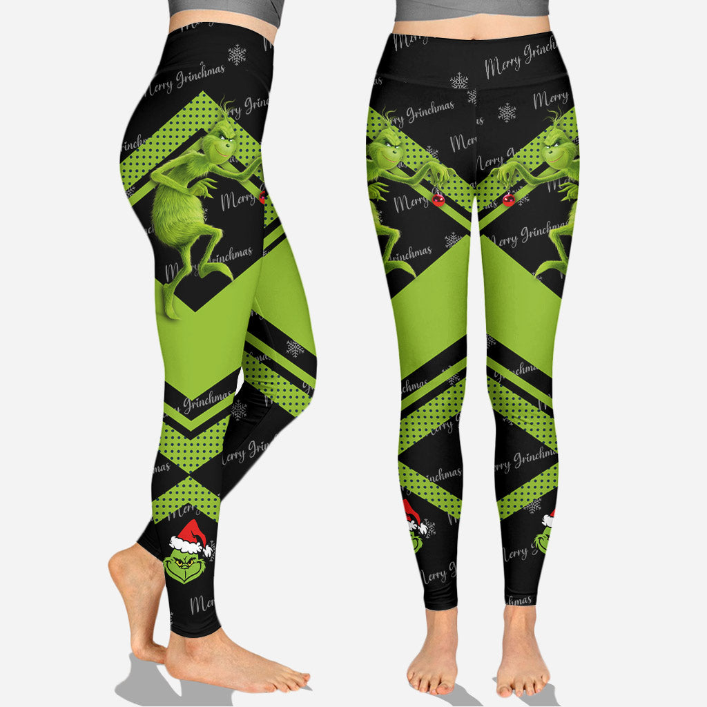 Personalized Grinch Hoodie and Leggings Custom Name Gift for Christmas