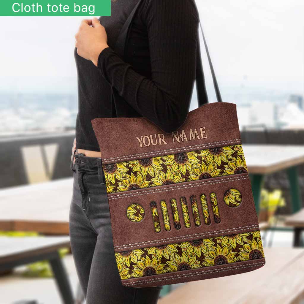 Personalized Sunflower Tote Bag Custom Name Gift for Mom