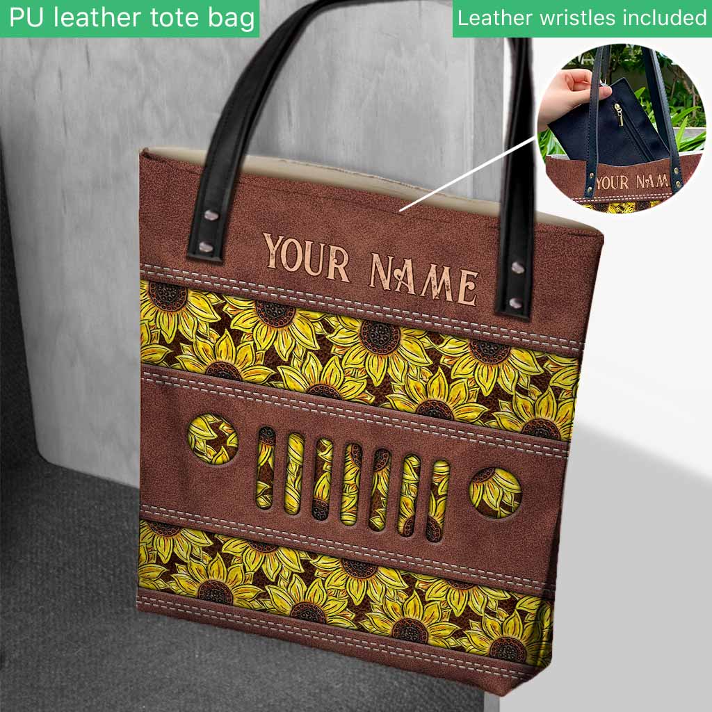 Personalized Sunflower Tote Bag Custom Name Gift for Mom