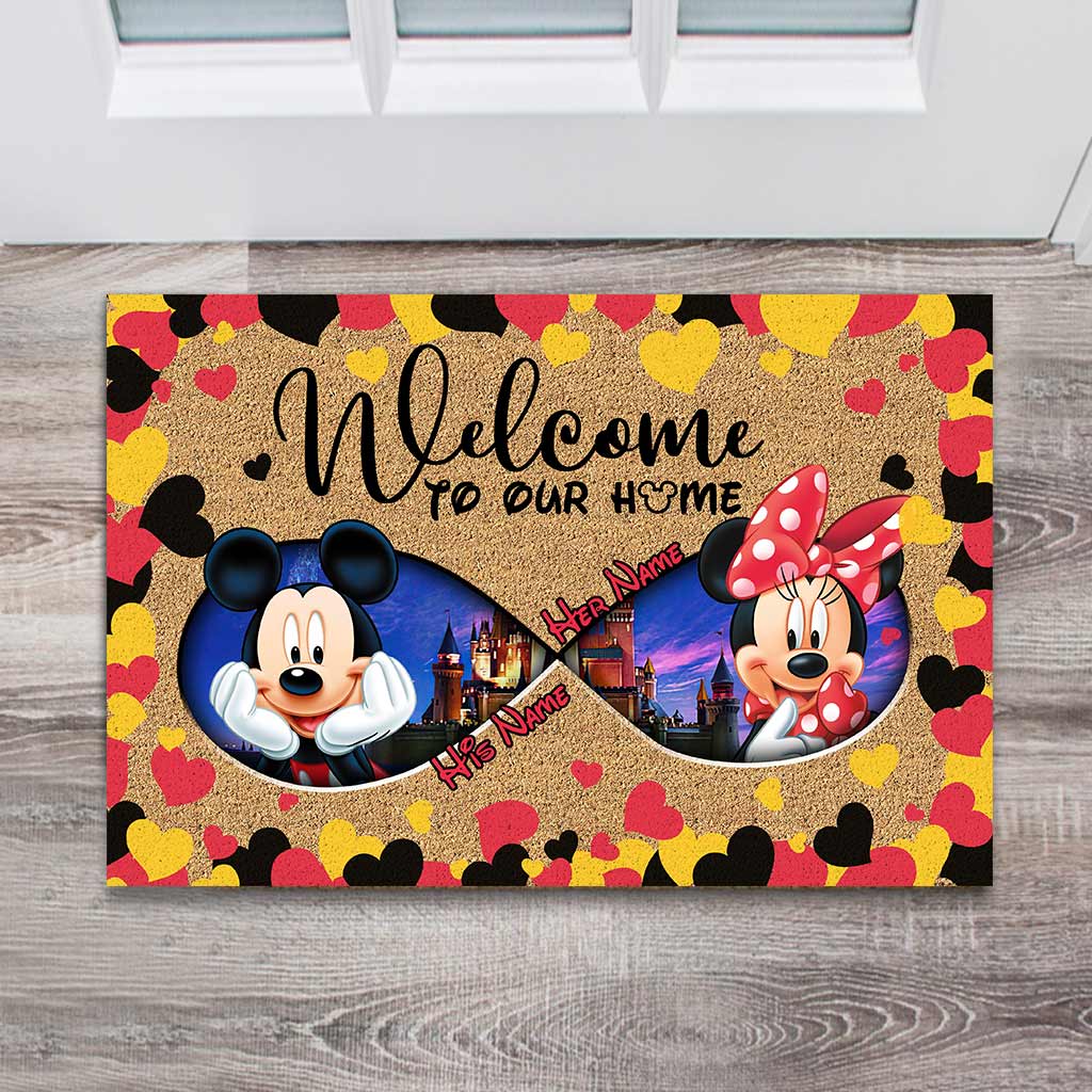 Personalized Disney Couple Doormat Custom Name Housewarming Gift