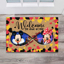 Load image into Gallery viewer, Personalized Disney Couple Doormat Custom Name Housewarming Gift
