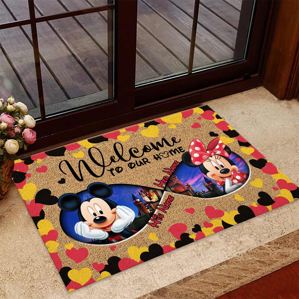 Personalized Disney Couple Doormat Custom Name Housewarming Gift