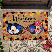 Load image into Gallery viewer, Personalized Disney Couple Doormat Custom Name Housewarming Gift
