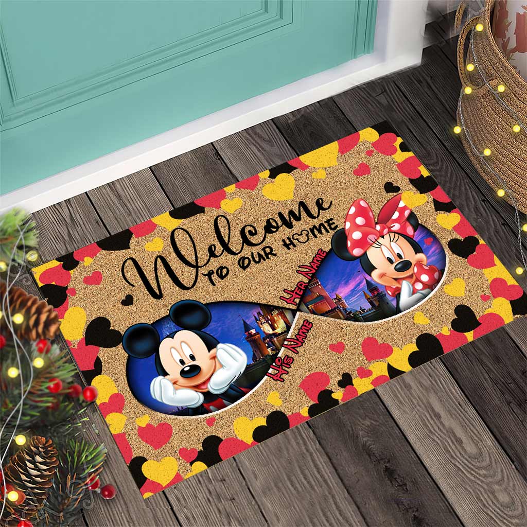 Personalized Disney Couple Doormat Custom Name Housewarming Gift