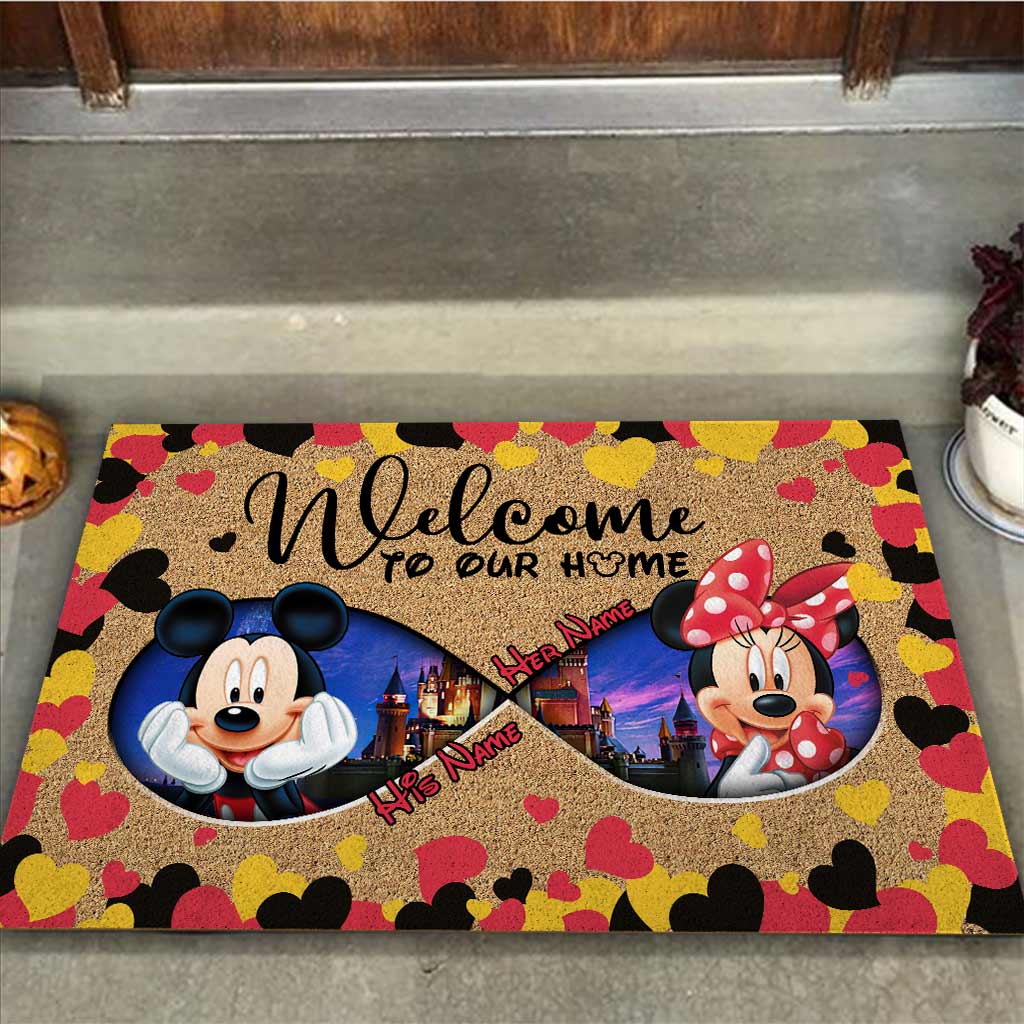 Personalized Disney Couple Doormat Custom Name Housewarming Gift