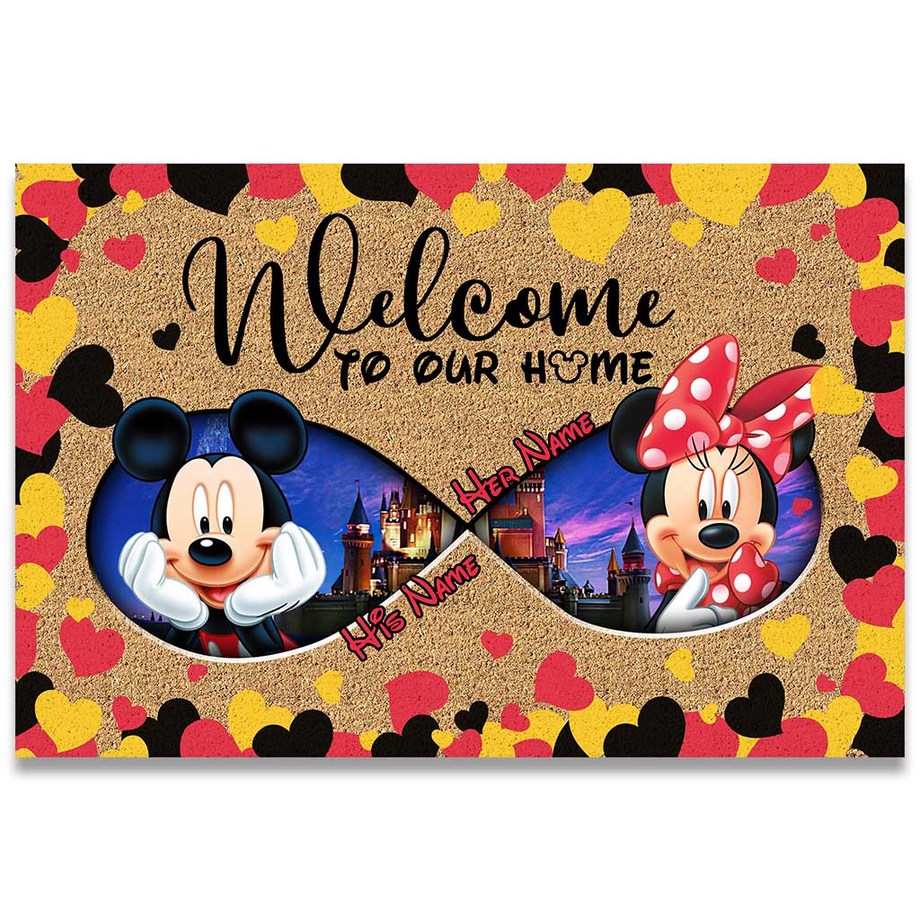 Personalized Disney Couple Doormat Custom Name Housewarming Gift
