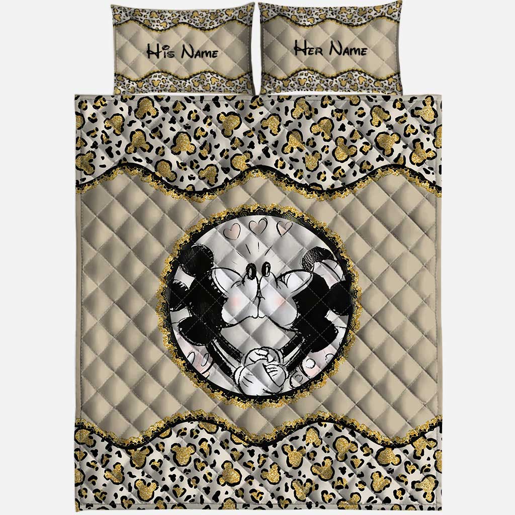 Personalized Couple Mouse Quilt Set Custom Names Gift