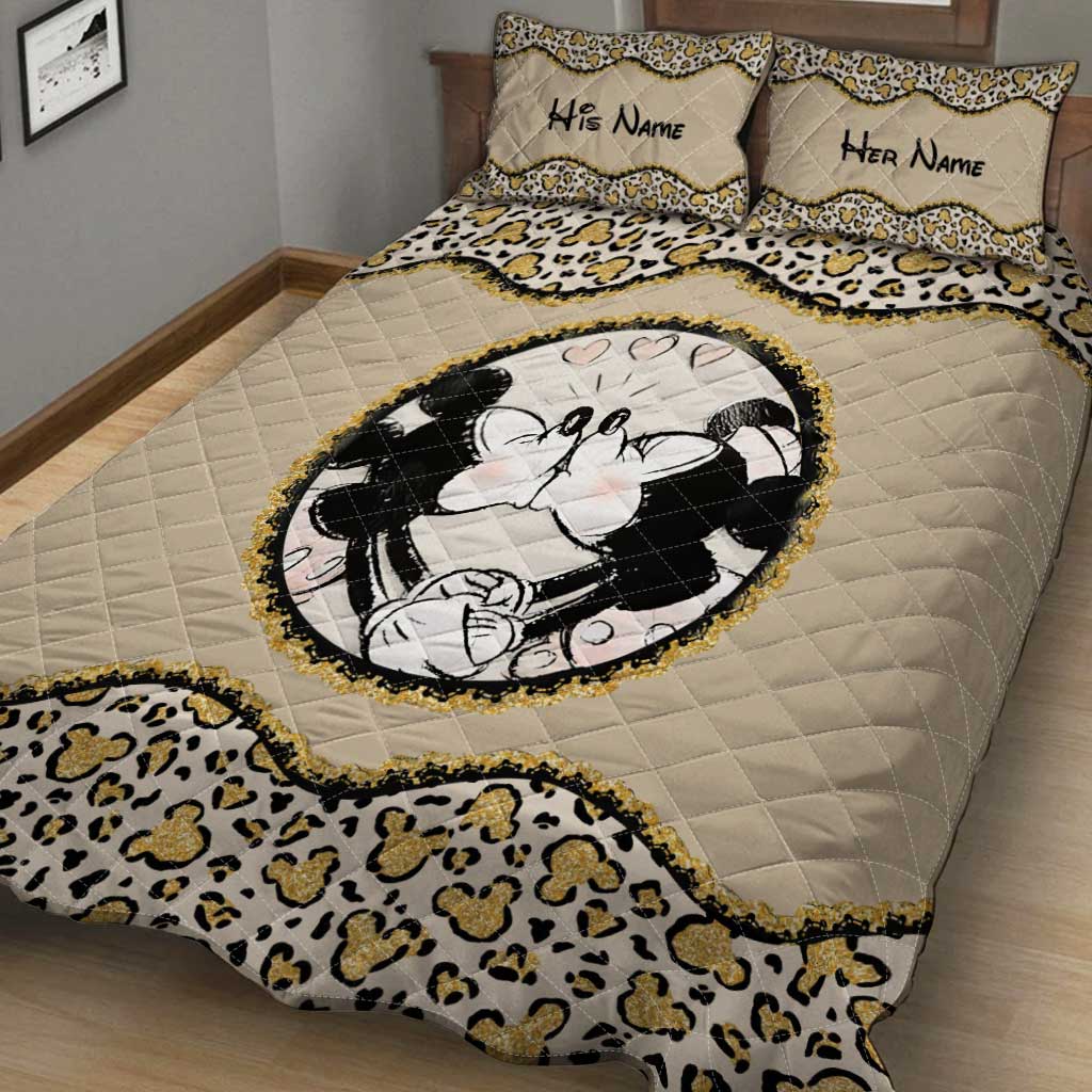 Personalized Couple Mouse Quilt Set Custom Names Gift