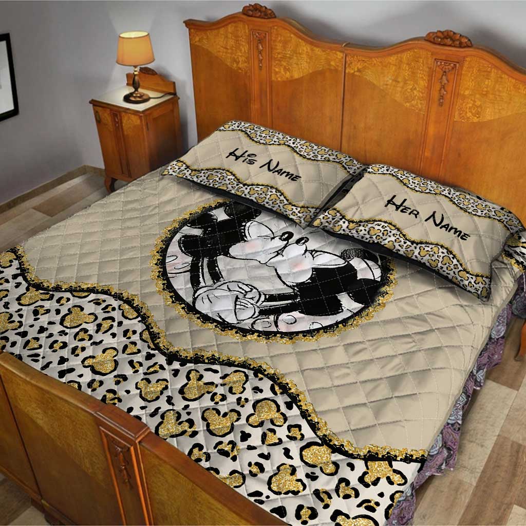 Personalized Couple Mouse Quilt Set Custom Names Gift