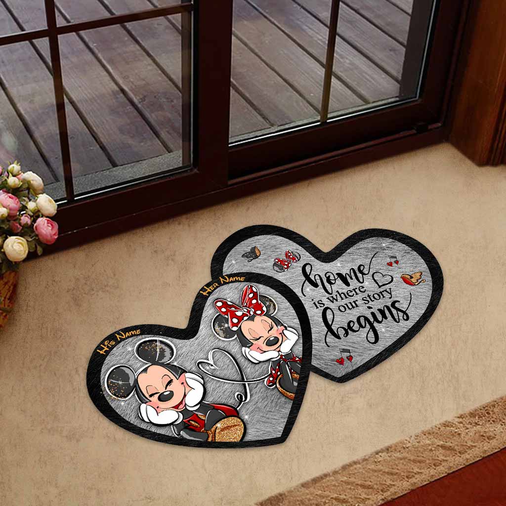 Personalized Mouse Shaped Doormat Custom Couple Gift for Home
