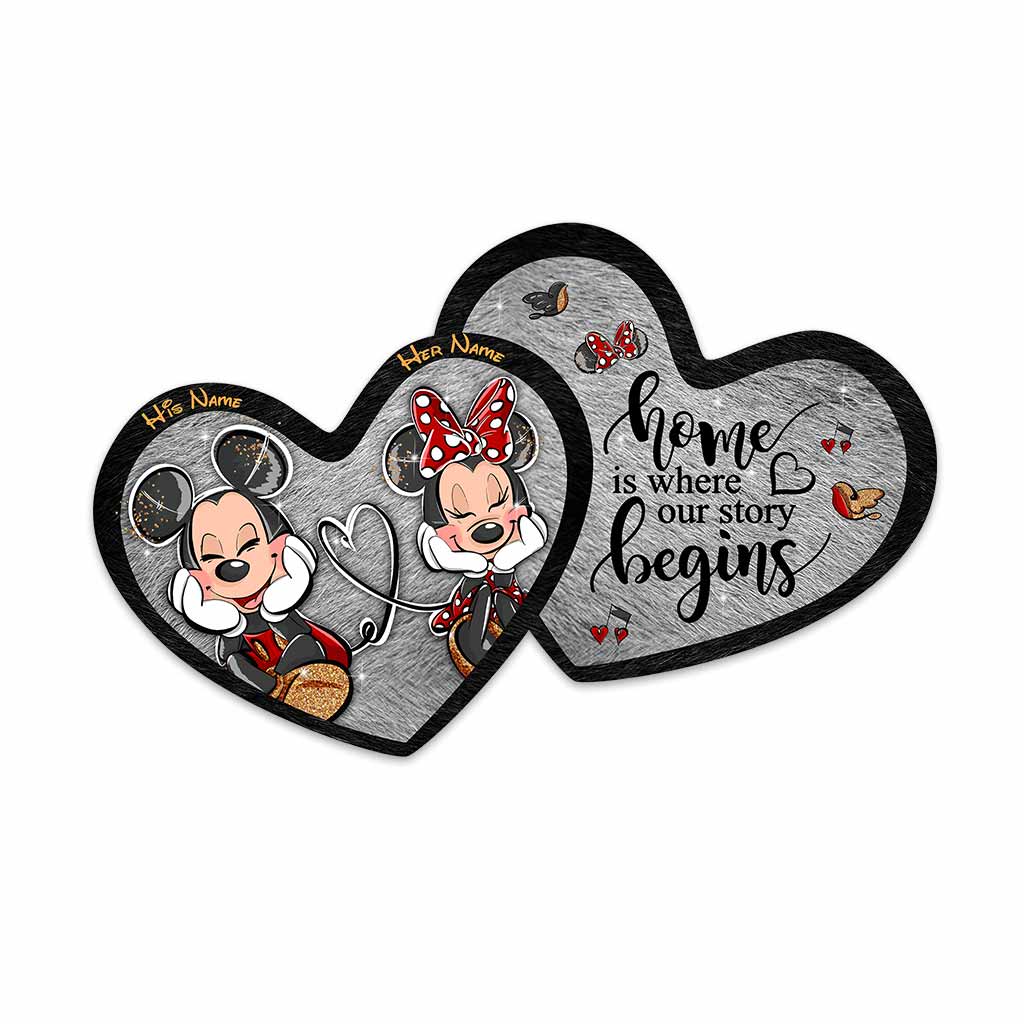 Personalized Mouse Shaped Doormat Custom Couple Gift for Home