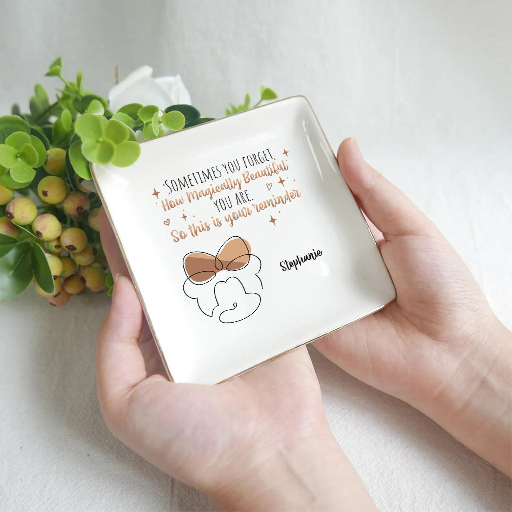 Personalized Jewelry Dish with Inspirational Quote for Mom