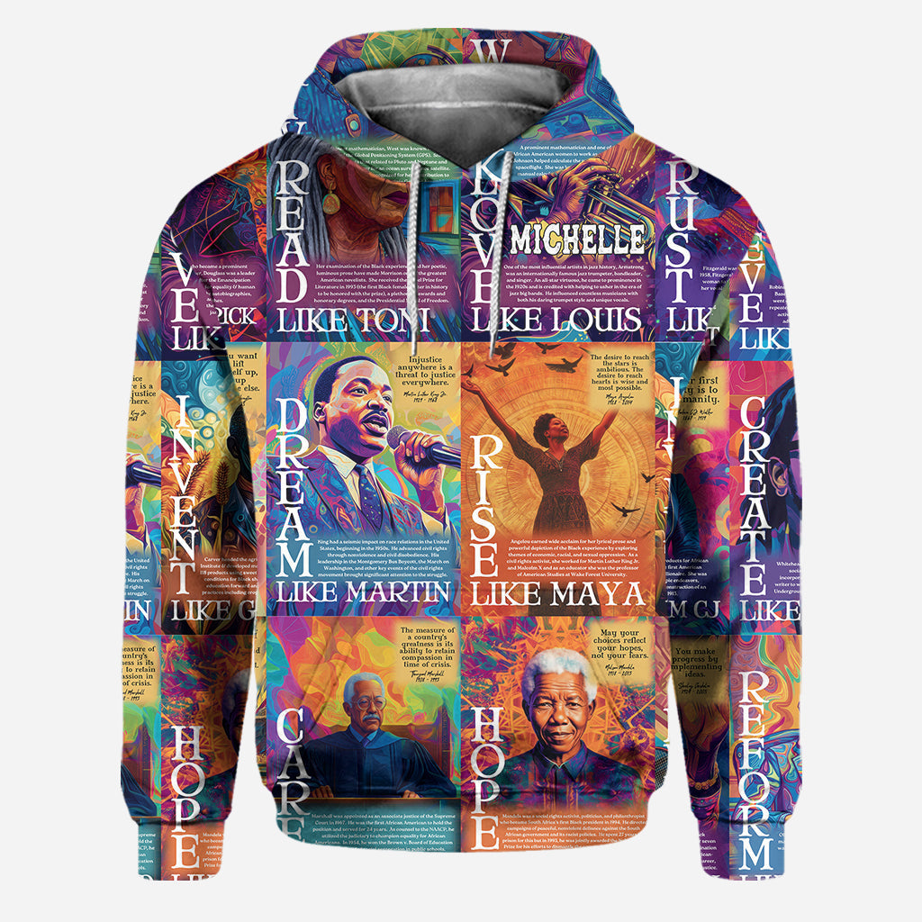 Personalized African American Hoodie and Leggings Set - Customizable Dream Like Martin Rise Like Maya Gift