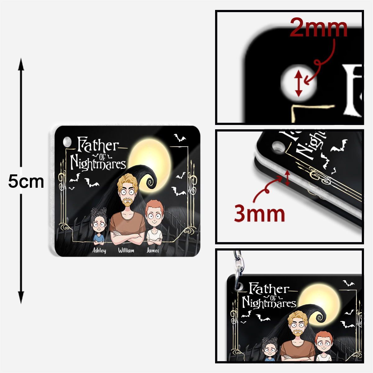 Personalized Father of Nightmares Keychain Custom Name Gift