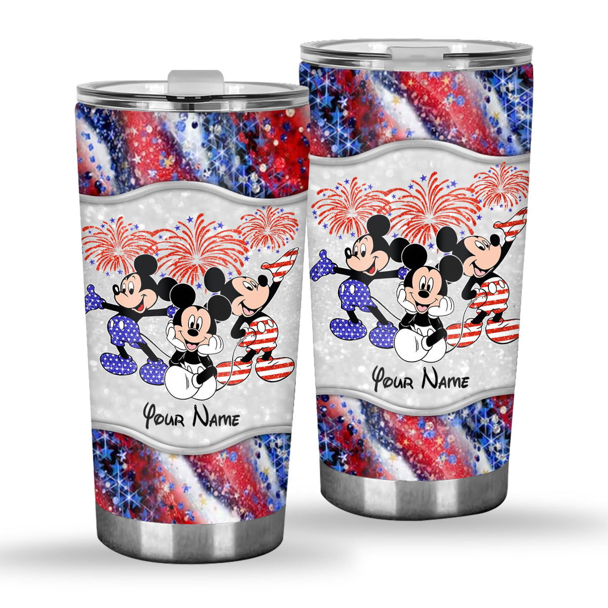 Personalized 4th of July Tumbler with Mickey Mouse Design