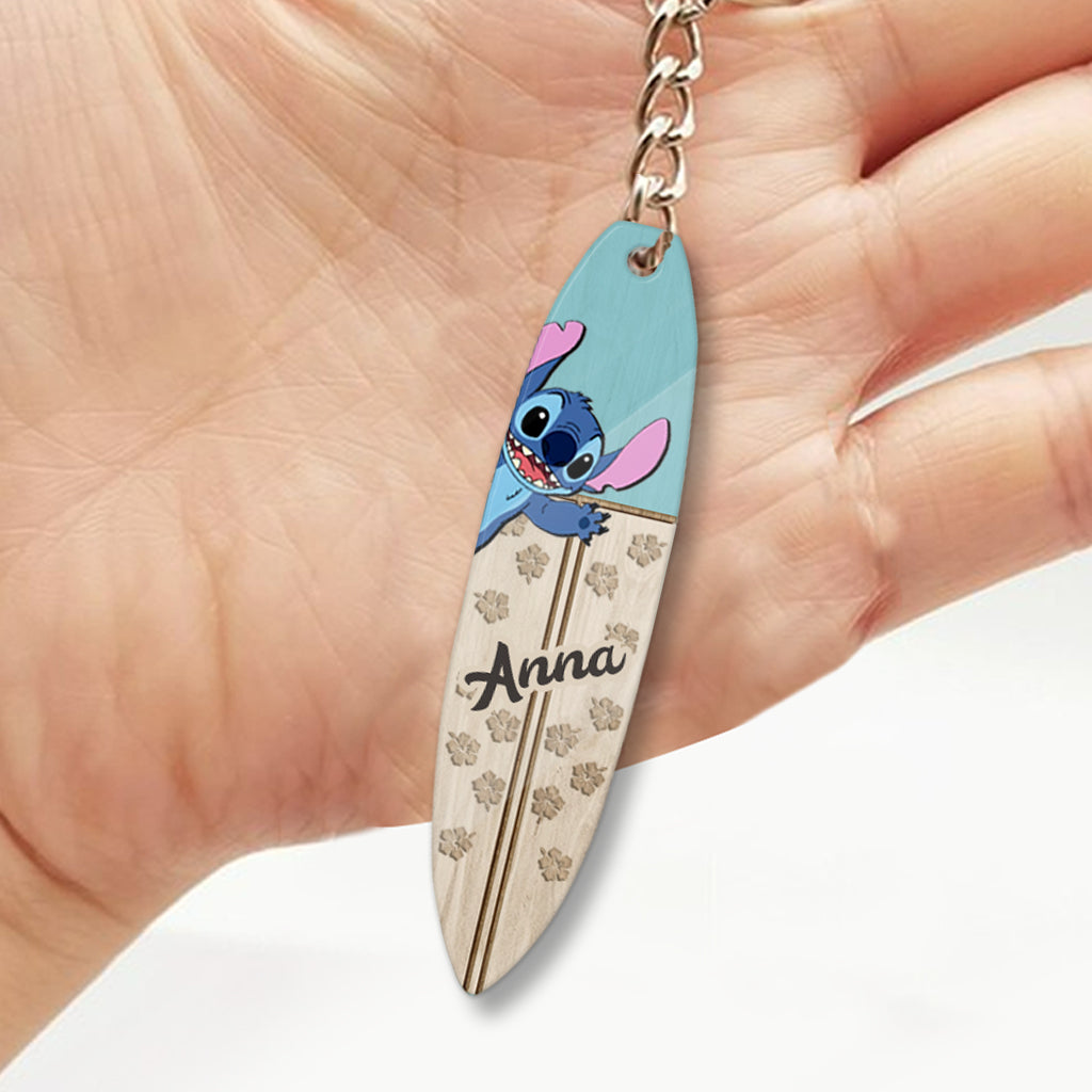 Personalized Ohana Keychain Custom Name Fiber Wood Gift