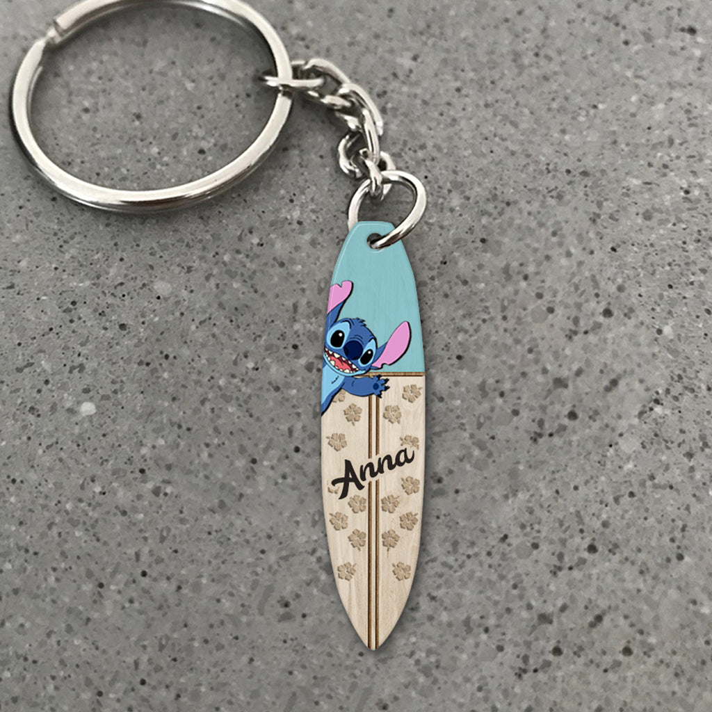Personalized Ohana Keychain Custom Name Fiber Wood Gift