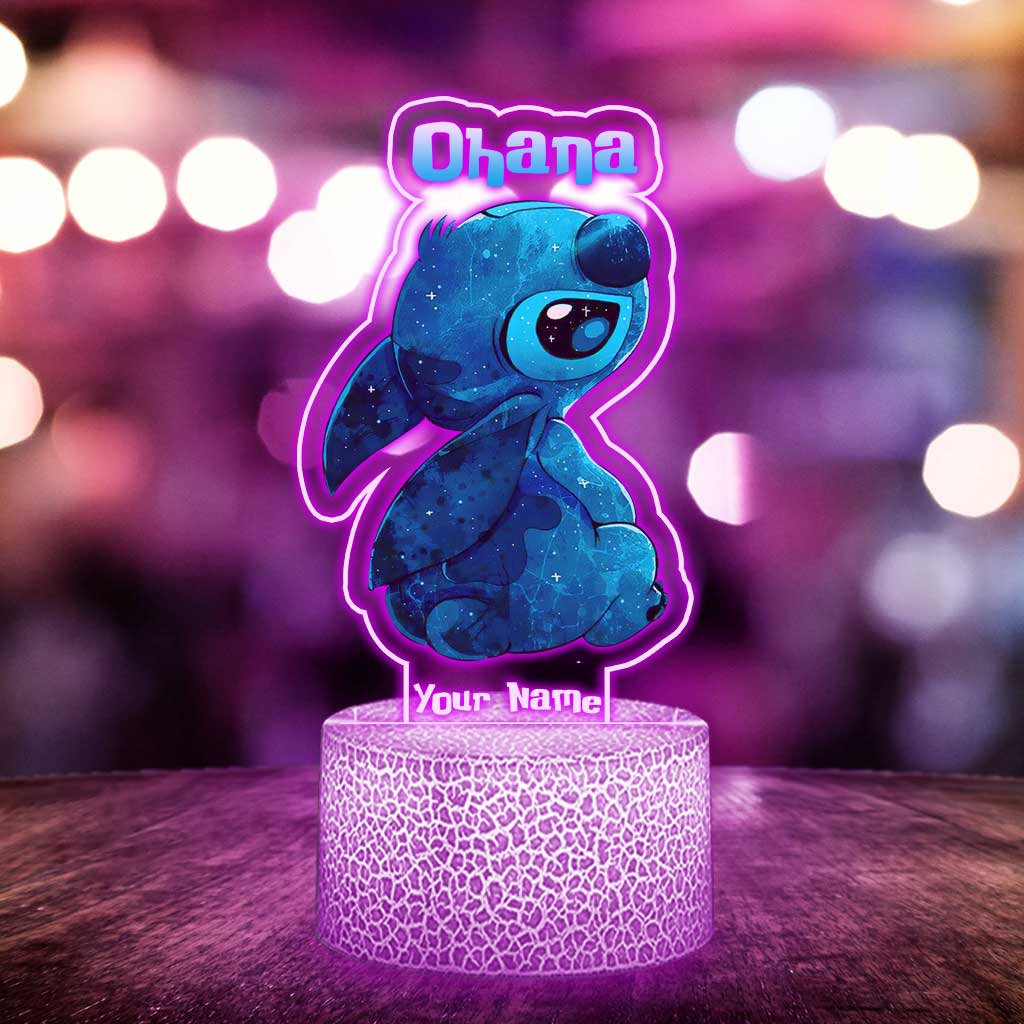 Personalized Ohana Shaped Plaque Light Base Custom Name Gift