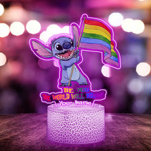 Load image into Gallery viewer, Personalized Rainbow Ohana Shaped Light Base Custom Plaque Gift for LGBT Support

