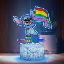 Load image into Gallery viewer, Personalized Rainbow Ohana Shaped Light Base Custom Plaque Gift for LGBT Support
