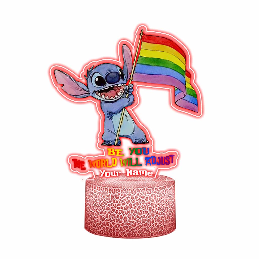 Personalized Rainbow Ohana Shaped Light Base Custom Plaque Gift for LGBT Support