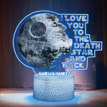 Load image into Gallery viewer, Personalized Death Star Plaque Light Base Custom Couple Gift
