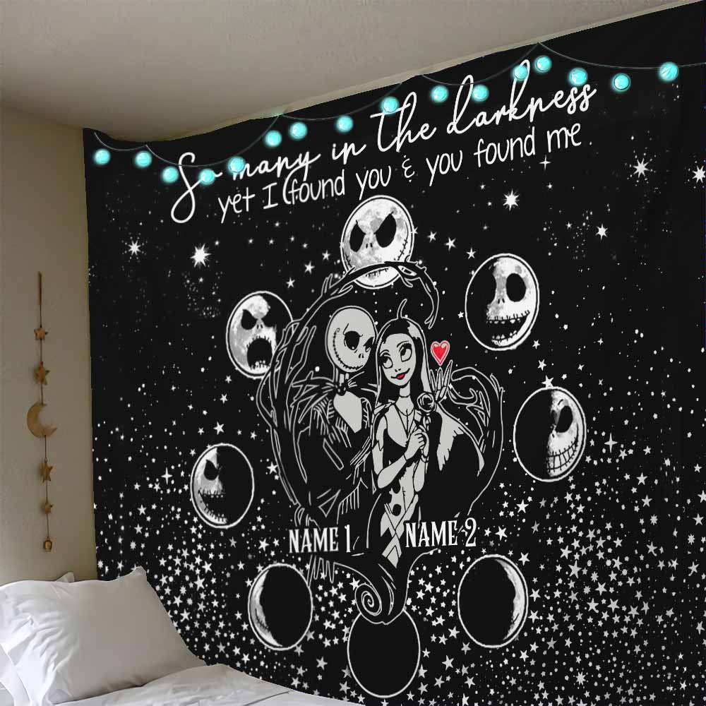 Personalized Horror Inspired Couple Wall Tapestry Custom Names Gift
