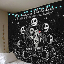 Load image into Gallery viewer, Personalized Horror Inspired Couple Wall Tapestry Custom Names Gift
