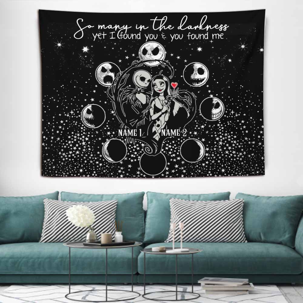 Personalized Horror Inspired Couple Wall Tapestry Custom Names Gift