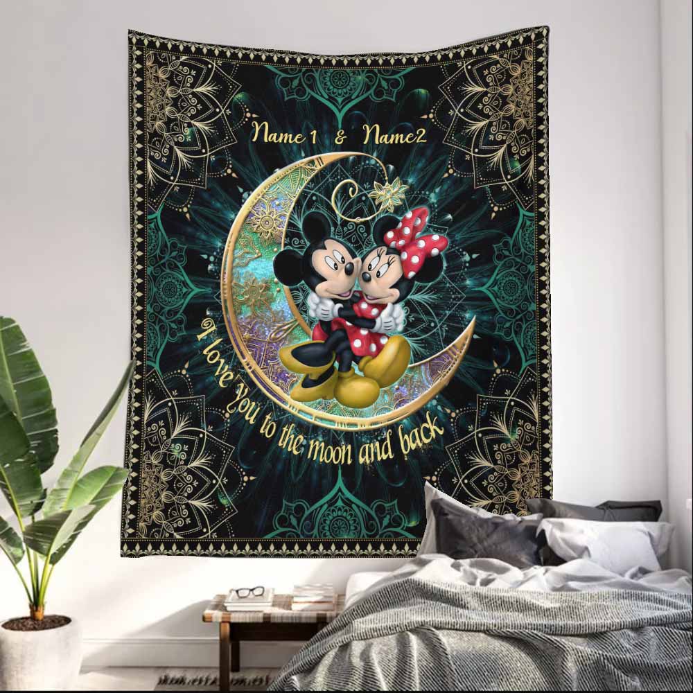 Personalized I Love You To The Moon And Back Wall Tapestry for Couples