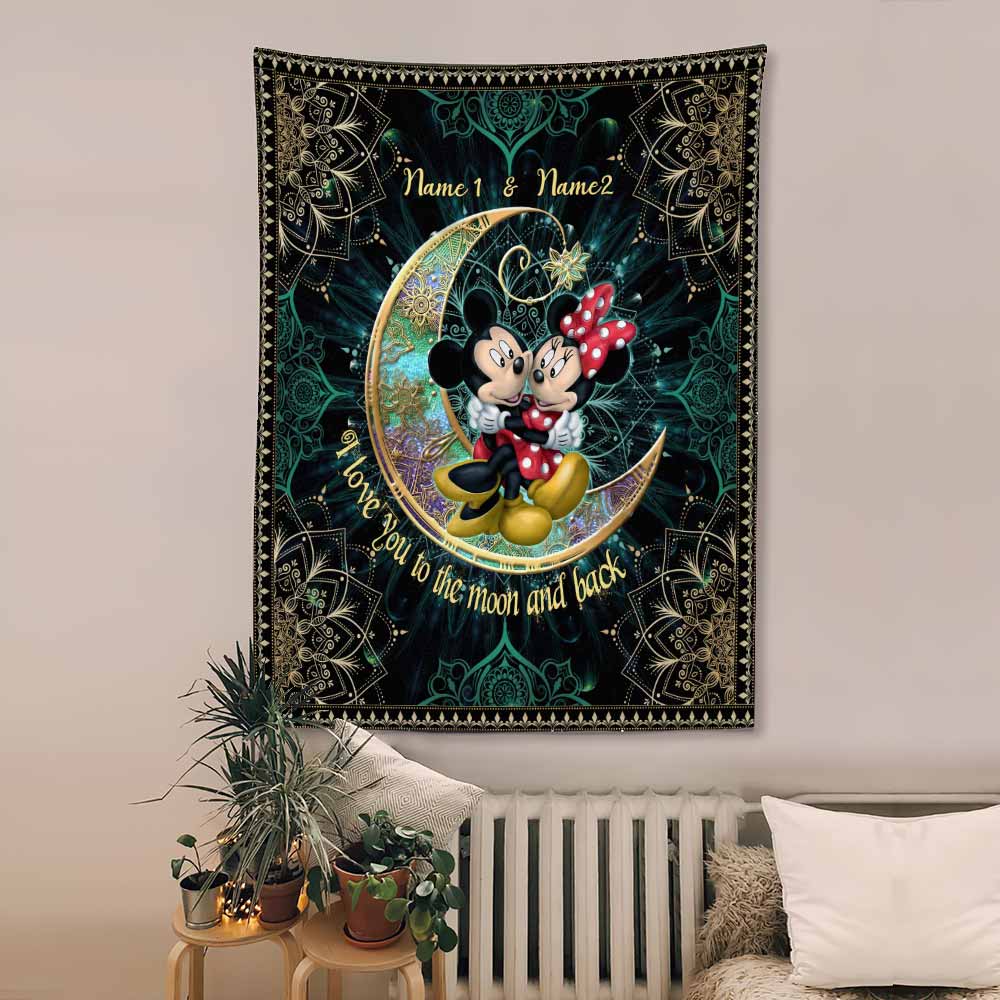 Personalized I Love You To The Moon And Back Wall Tapestry for Couples