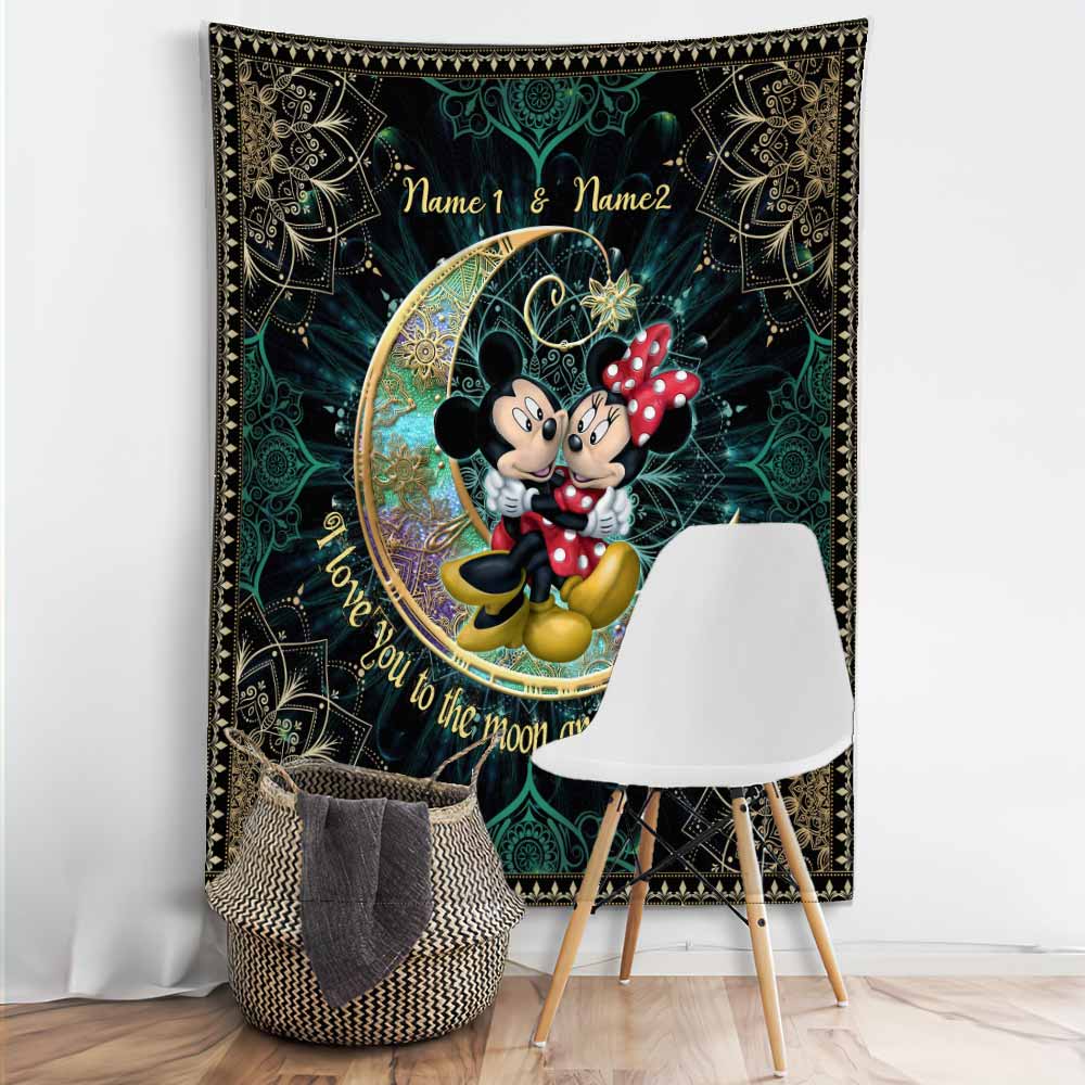 Personalized I Love You To The Moon And Back Wall Tapestry for Couples