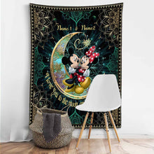 Load image into Gallery viewer, Personalized I Love You To The Moon And Back Wall Tapestry for Couples
