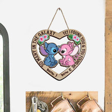 Load image into Gallery viewer, Personalized Heart-Shaped Wood Sign Custom Names Ohana Gift
