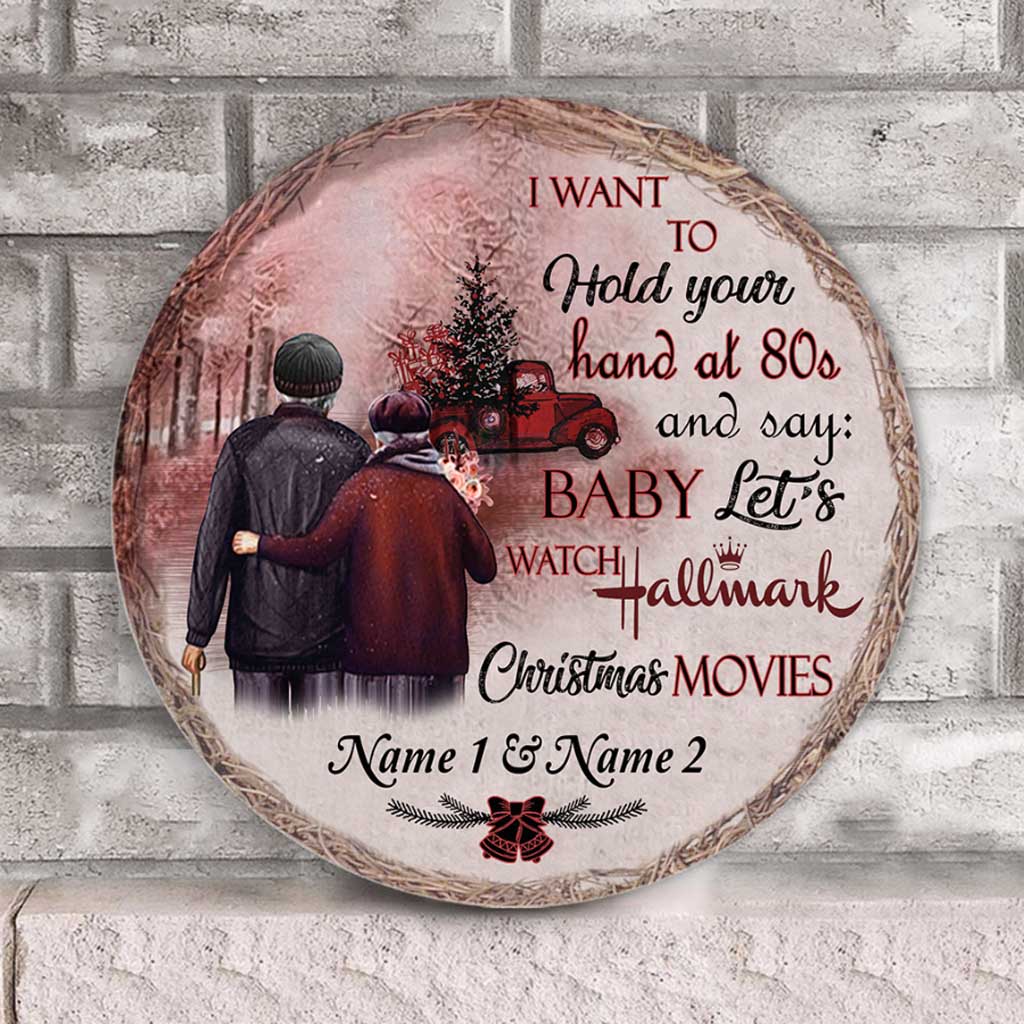 Personalized Round Wood Sign Custom Name Gift for Couples