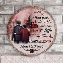 Load image into Gallery viewer, Personalized Round Wood Sign Custom Name Gift for Couples
