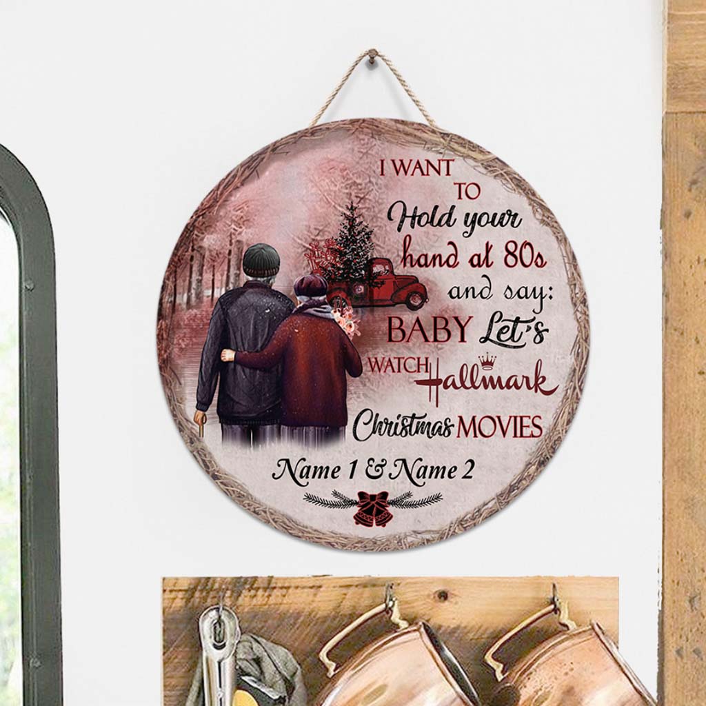 Personalized Round Wood Sign Custom Name Gift for Couples
