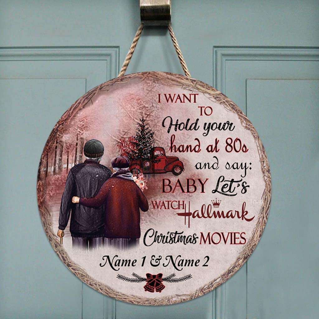 Personalized Round Wood Sign Custom Name Gift for Couples