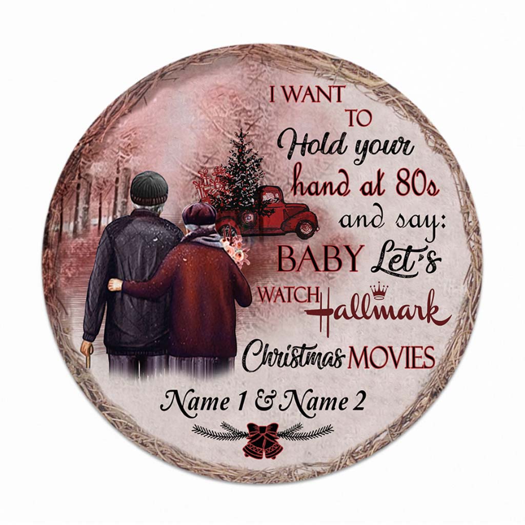 Personalized Round Wood Sign Custom Name Gift for Couples