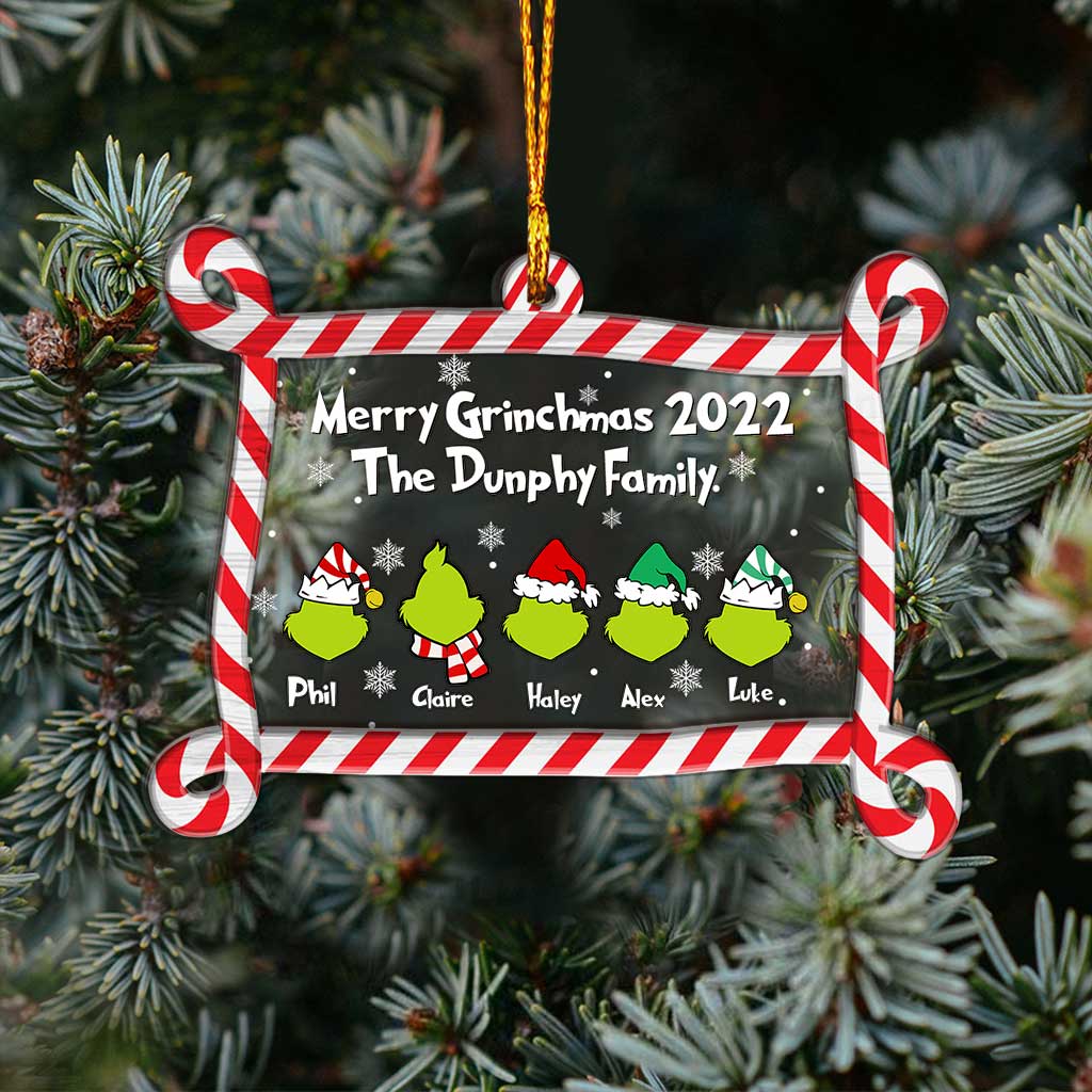 Personalized Merry Grinchmas Ornament Family Gift 2022