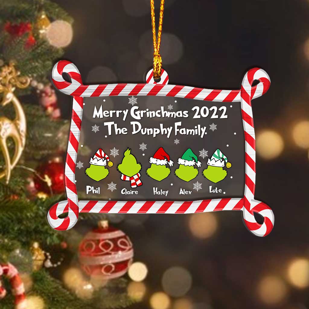 Personalized Merry Grinchmas Ornament Family Gift 2022