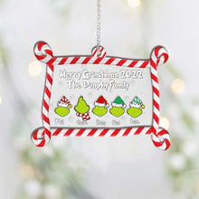 Load image into Gallery viewer, Personalized Merry Grinchmas Ornament Family Gift 2022
